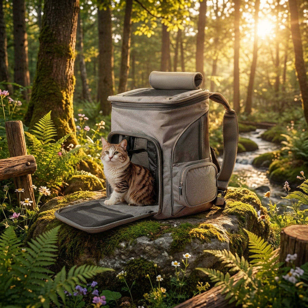 Expandable Cat Carrier Backpack with Breathable Mesh & Airline Approval | Comfortable Travel Solution for Cats 0
