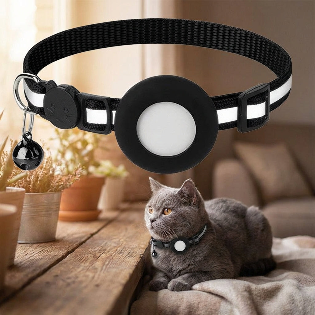 AirTag Cat Tracker Collar with Reflective Stripes | Lightweight Design for Safety and Comfort 0