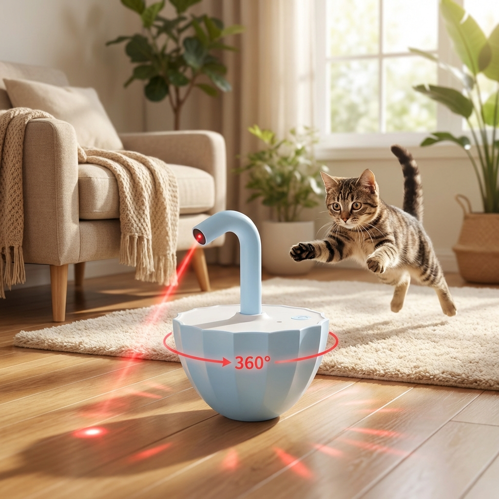 LaserChase | Interactive Cat Toy with 360° Beam Rotation | Engaging Playtime for Active Cats 0